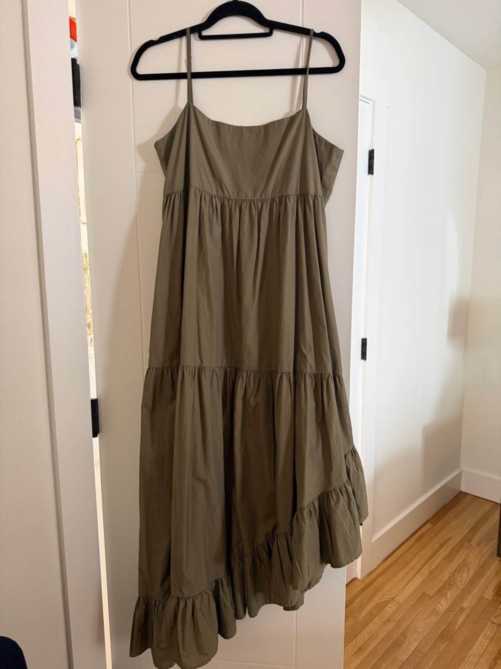 Frame Denim Olive Green Tiered Maxi Dress